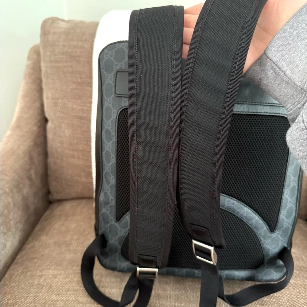 Authentic Gucci GG Supreme Canvas Backpack black grey canvas unisex bag
